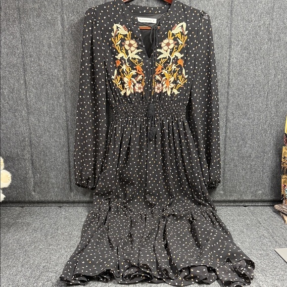 Rusttydustty Dresses & Skirts - Russtydustty Elegant Black Floral Long Sleeve Dress